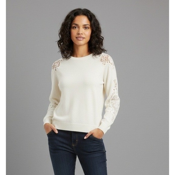 Ted Baker Shelsin Lace-Inset Sweater Wool Cashmere Blend...